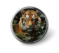 Enamel Lapel Pin Round Metal Brooch Pin with Secure Pinback Jungle Tiger Fashion Button Badge for Clothing, Hats, Bags Decoration