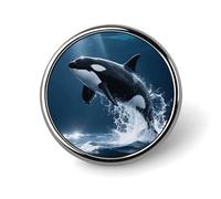 Enamel Lapel Pin Round Metal Brooch Pin with Secure Pinback Killer Whale Fashion Button Badge for Clothing, Hats, Bags Decoration