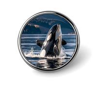 Enamel Lapel Pin Round Metal Brooch Pin with Secure Pinback Orca Killer Whale Fashion Button Badge for Clothing, Hats, Bags Decoration