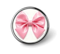 Enamel Lapel Pin Round Metal Brooch Pin with Secure Pinback Pink Bow Fashion Button Badge for Clothing, Hats, Bags Decoration