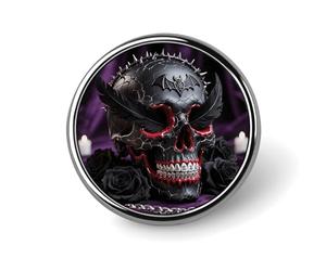 Enamel Lapel Pin Round Metal Brooch Pin with Secure Pinback Sugar Skulls Print Fashion Button Badge for Clothing, Hats, Bags Decoration