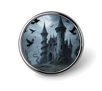 Enamel Lapel Pin - Snow Mountain Caravan Round Metal Brooch Pin with Secure Pinback, Fashion Button Badge for Clothing, Hats, Bags Decoration, Scissor Castle, Circular