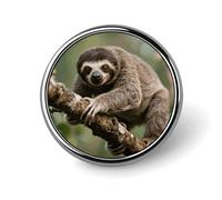 Enamel Lapel Pin - Snow Mountain Caravan Round Metal Brooch Pin with Secure Pinback, Fashion Button Badge for Clothing, Hats, Bags Decoration, Slow Loris, Circular