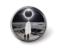 Enamel Lapel Pin - Street Graffiti Art Round Metal Brooch Pin with Secure Pinback, Fashion Button Badge for Clothing, Hats, Bags Decoration, Total Solar Eclipse, Circular