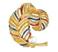 Enamel Large Leaf Brooch Pins for Men Plant Rhinestone and Pearl Brooches for Women Jewelry