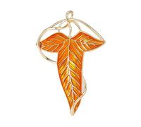 Enamel Leaf Brooches for Women Unisex Elf Queen Green Leaves Pins Office Party Friend Accessories(Orange)