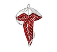 Enamel Leaf Brooches for Women Unisex Elf Queen Green Leaves Pins Office Party Friend Accessories(Red)
