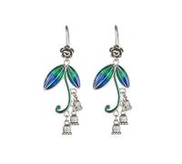 Enamel Lily of the Valley Dangle Earrings, Vintage Floral Bell Drop Jewelry