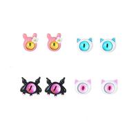 Enamel Little Monster Rings Cute Cat Stud Earrings Cartoon Resin Earrings Rabbit Finger Rings Adjustable Monster Open Rings Alloy Animal Earrings Niche Design Jewelry for Women, Resin, No Gemstone