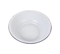 Enamel Mixing Bowl, Thick Sturdy Metal Basin for Family Kitchens and Bakers | White Glazed Surface with Blue Rim, round Vintage Styling, Suitable for Vegetables, Fruits, Dough Preparation and Picnics