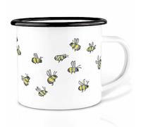 Enamel mug (light & robust) | Camping mug hand-finished in Germany | Drinking cup for Children, coffee cup, enamel mug | Bee friend | (300ml, bee swarm)