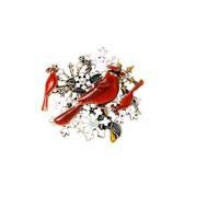 Enamel Northern Cardinal Brooches For Women Unisex Rhinestone Redbird Pins Banquet,A
