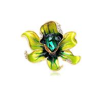 Enamel Peony Flower Brooch Pin Vintage Plant Peony Flower Suit Lapel Pin Crystal Coat Brooch Pin Jewelry for Women, Metal, crystal