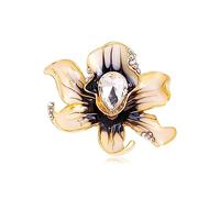 Enamel Peony Flower Brooch Pin Vintage Plant Peony Flower Suit Lapel Pin Crystal Coat Brooch Pin Jewelry for Women, Metal, crystal