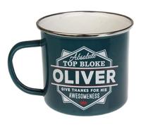 Enamel Personalised Coffee Mug Oliver