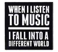 Enamel Pin Black White Banner Badge Lapel Pin Music Quote, Klein, Non-precious metal