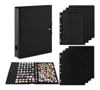 Enamel Pin Display Binder - Large Collection Storage Organizer Book with 8 Flip-Pages, 4 Ring Pin Display Folder for Brooch Buttons and Lapel Collectors. Black