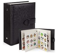 Enamel Pin Display Book, Portable Pin Trading Book, to Display and Trade Your Disney Pins, 42 Pin- Capacity, Leather Pin Holder, Fits Rubber Pin Back, Black