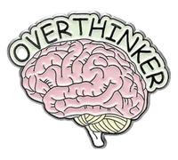 Enamel Pin for Overthinker: Brain, Skull & Book Brooch, Klein, Non-precious metal