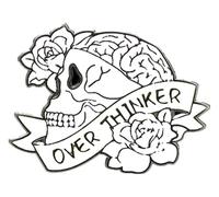 Enamel Pin for Overthinker: Brain, Skull & Book Brooch, Klein, Non-precious metal