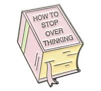 Enamel Pin for Overthinker: Brain, Skull & Book Brooch, Klein, Non-precious metal