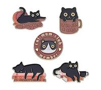 Enamel Pin Set Cute Cat Quotes Math Animal Lapel Clothes Pin Set, Normal, Non-precious metal