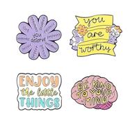 Enamel Pin Set Cute Cat Quotes Math Animal Lapel Clothes Pin Set, Normal, Non-precious metal