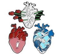Enamel Pins for Backpacks,RoadLoo 3 Pcs Heart Pin Enamel Pins Set Funny Enamel Lapel Brooch Pin Badge for Men Women Boys Girls Cardiac Organ Cute Aesthetic Pin for Hat Bag