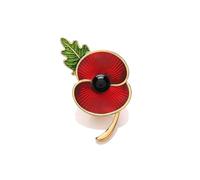 Enamel Poppy Brooch for Women Men Beautiful Green Leaf Poppy flower Brooches Lapel Pins for Remembrance Day Armistice Day Badge Souvenir Accessories (Gold)