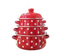 Enamel Pot Enamel Powder Rose Three-Piece Enamel Soup Pot Thickened Type Frying Pan Hot Pot Stew Pot Frying Pan for Kitchen, Dining Room(Color 6)