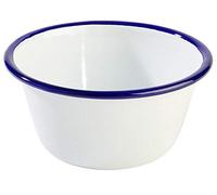 Enamel Round Deep Pie Dish White & Blue 12cm Presentation Display Rustic x 4