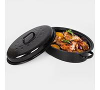 Enamel Self-Basting Roasting Tin With Lid VonShef Black One Size