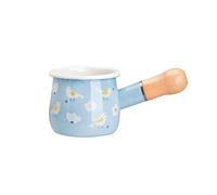 Enamel Stockpot Coffee Pot Non-Stick Milk Pan Small Milk Pot Tea Egg Boiling Pot Wooden Handle Pot Easy Clean Milk Pans,A