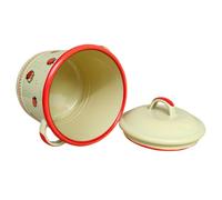 Enamel Storage Pot with Lid, Vintage Tall Kitchen Canister for Tea Bags | Smooth Bright Finish, about 1.2L Capacity, Easy Scooping, for Honey, Chefs, Home Cooks and Stovetop Stewing