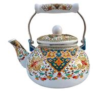 Enamel Tea Kettle 2.5L Heat-Resistant Vintage Tea Kettle with Cool Handle No Whistling Easy to Clean Teapot for Stovetop Enamel