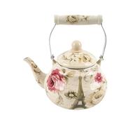 Enamel Tea Kettle, Heat-Resistant Vintage Design with Ceramic Cool Handle, Rustproof Floral Teapot for Stovetop, No Whistling, 2.5L Capacity