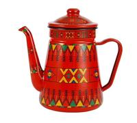 Enamel teapot,1.5L Enamel Coffee Pot Teapot, Small Capacity Tea Kettle with Long Spout & Handle for Gas Stove and Induction Cooker(Red-A)