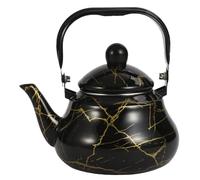 Enamel Teapot 2L Marbling Enamel Kettle with Lid and Handle Stove Top Kettle Pear Shape Tea for Home Kitchen Camping