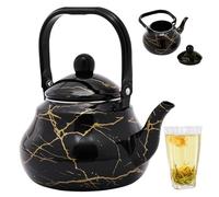 Enamel Teapot 2L Marbling Enamel Kettle with Lid and Handle Stove Top Kettle Pear Shape Tea for Home Kitchen Camping