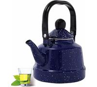 Enamel teapot,Blue Enamel Tea Kettle Stovetop, Brief Enamel Teakettle Water Kettle Compatible with All Stove Tops, Teapot(1.7L)
