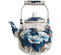 Enamel teapot,Enamel Jug Kettle, 5L Large Capacity Kettle, Boiling Teapot for Induction Cooker Hob Or Stove Top Gas, Storage Tank with Filtered Anti-scalding Handle
