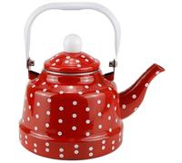Enamel teapot,Red and White Polka Dot Kettle, Enamel Teapot for Stovetop, Vintage Small Enamel Tea Pot for Gas Stove Top with Comfortable Handle(2.5L)
