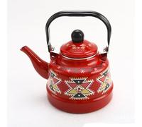 Enamel teapot,Vintage Red Enamel Teapot Stovetop Tea Kettle Enameled Teakettle with Ergonomic Metal Handle Hot Water Kettle(Red-B,2.5L)
