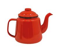 Enamel Teapot with Handle & Lid 14cm, 1.5L Traditional Serving Teapot Coffee Pot Jug Camping, Red (Red)