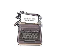 Enamel Typewriter Brooch Pin for Women Girls Cartoon Telegraph Fax Machine Write Letters Brooches Lapel Pin Fashion Personalized Creative Hat Bag Badge Accessories Jewelry (Grey)