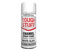 Enamel White Gloss Tough Stuff Hard Wearing Smooth Finish Spray Paint for Metal Wood Plastic 400ml 6 Pack
