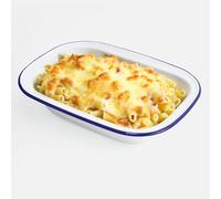 enamel White Pie Dish | Dishwasher Safe Roasting Tin | Pudding Baking & Steak | enamel Oven & Stove Tray (L 30 x W 22.5 x D 6.5 cm)