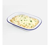 enamel Winsome Pie Dish | White Roasting Tin | Dishwasher Safe | Pudding Baking | Steak | enamel Plate Tray for Oven & Stove (L 26 x W 19 x D 5.5 cm)