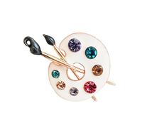 Enameled Art Brooch With Crystal Rhinestones Elegant Canvas Unisex Zincs Alloy Jewelry For Women Men Fashion Accessories Stylish Chest Pin