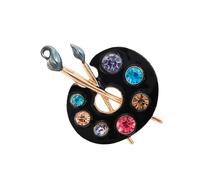 Enameled Art Brooch With Crystal Rhinestones Elegant Canvas Unisex Zincs Alloy Jewelry For Women Men Fashion Accessories Stylish Chest Pin
